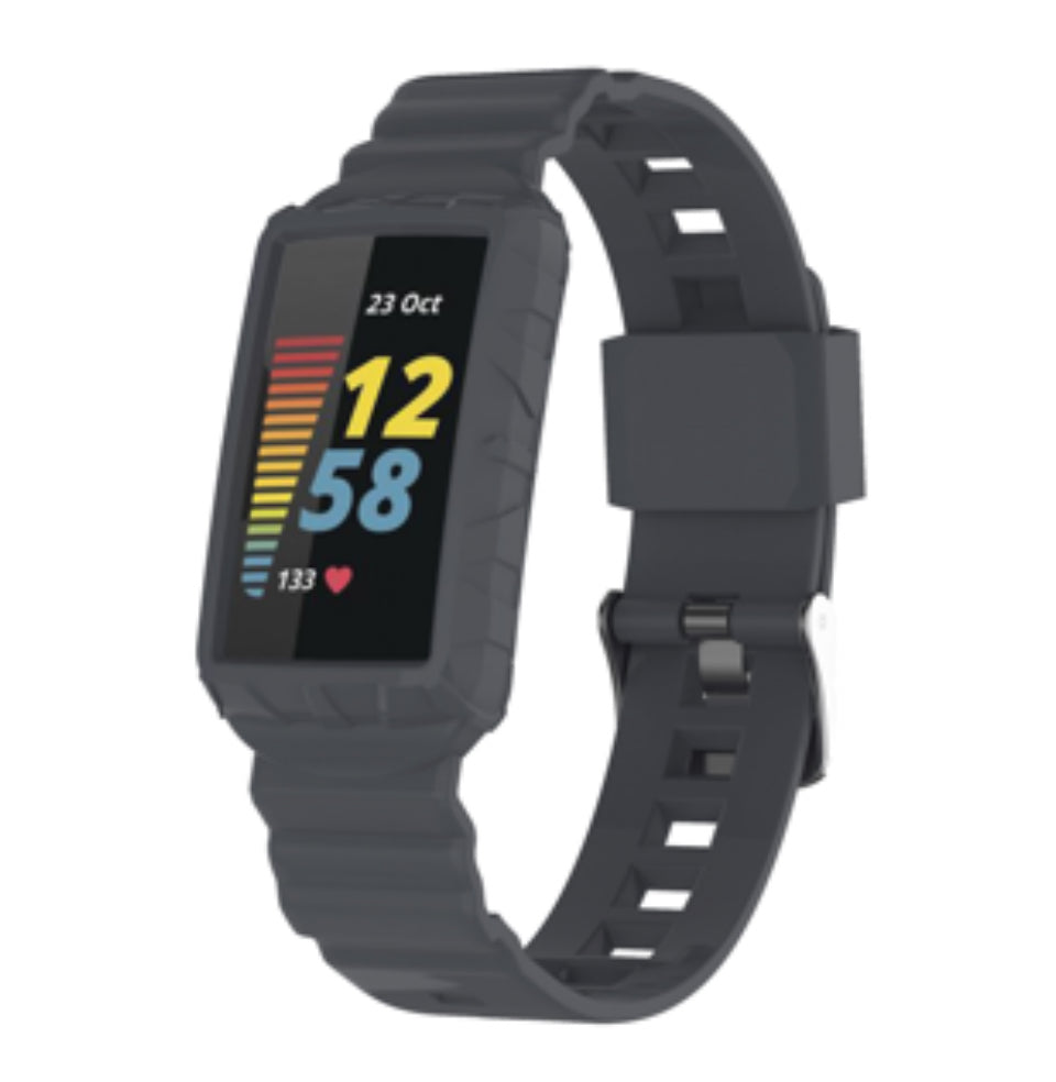 Rugged Rubber Case Strap For Fitbit Charge 6