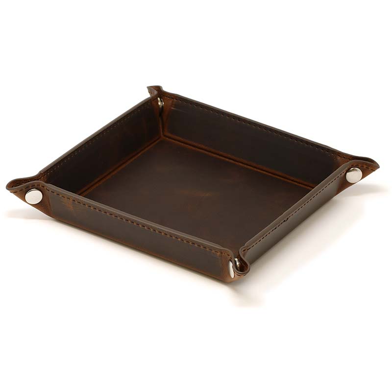 DASSARI Vintage Leather Valet Tray