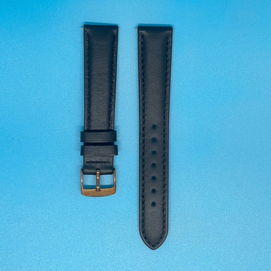 Store Sample - Classic Women's Strap - Black with Rose Gold Buckle - 18mm, Extra Long