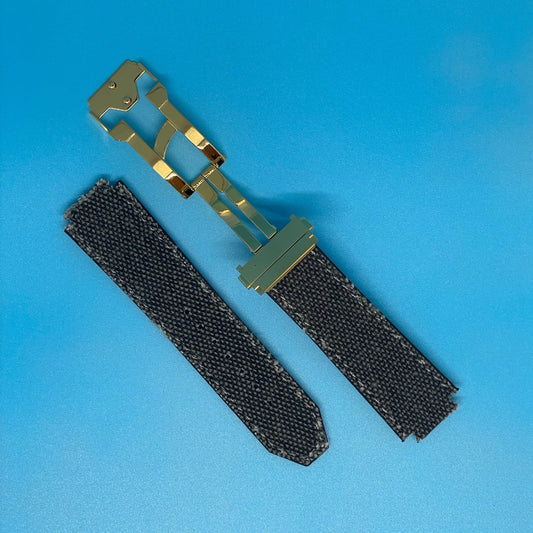 Store Sample - DASSARI Canvas Strap for Hublot Big Bang with Yellow Gold Clasp