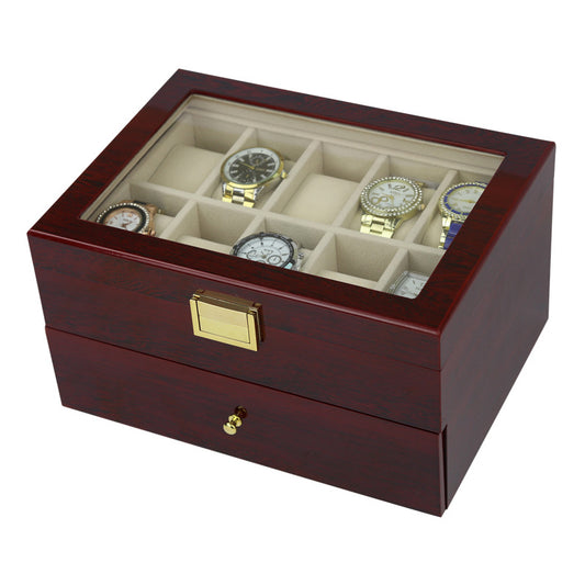 Wood Watch Box with Drawer for 20 Watches