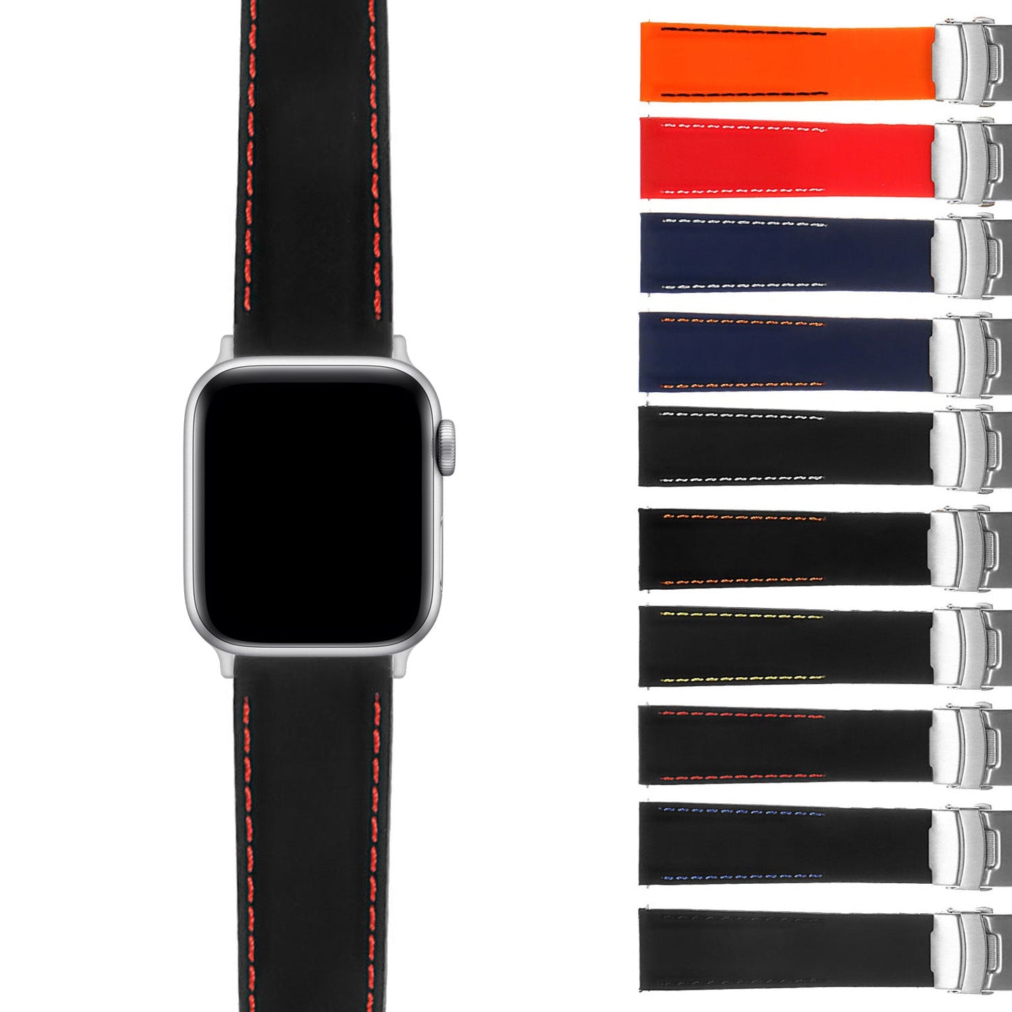 Rubber Strap with Stitching & Clasp For MoonSwatch
