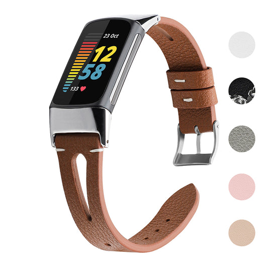 Vented Leather Strap  For Fitbit Charge 5