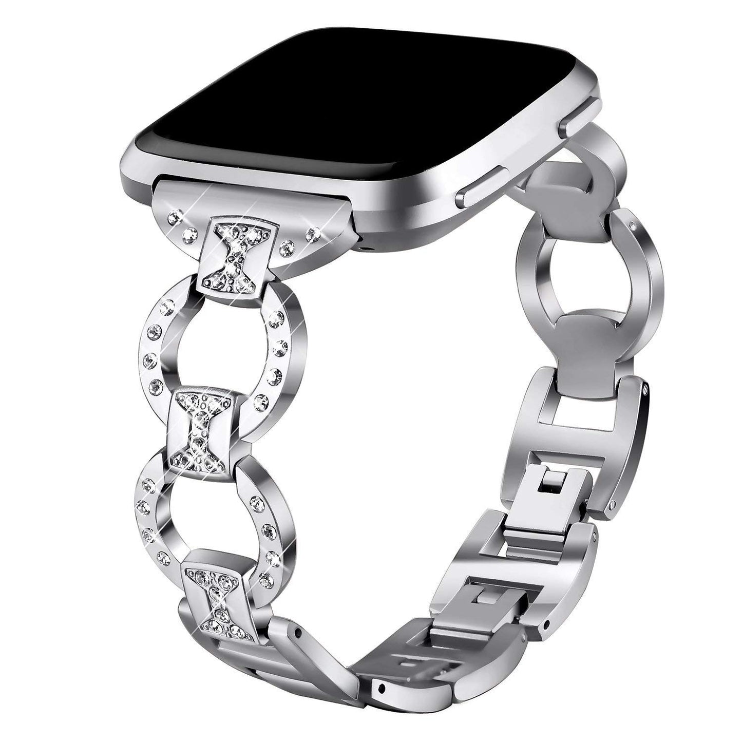 Link Bracelet w/ Rhinestones for Fitbit Versa & Versa 2