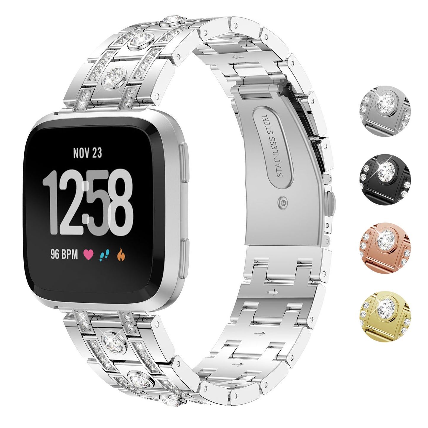 Rhinestone Studded Bracelet for Fitbit Versa & Versa 2