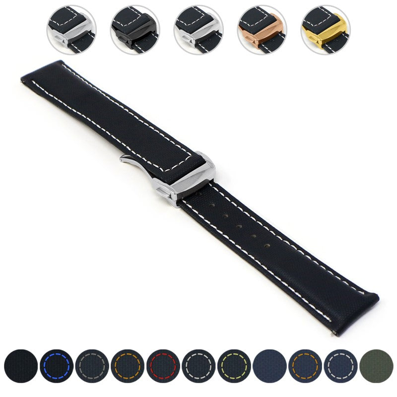 Sailcloth Strap with Deployant Clasp By DASSARI - 19mm Short