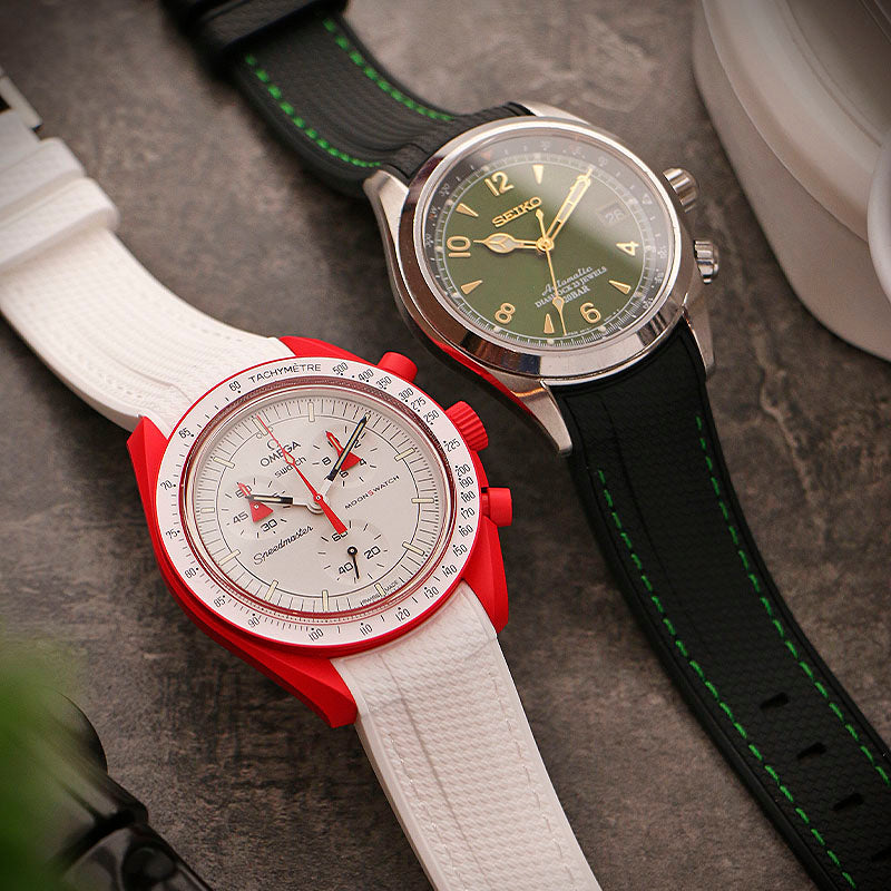Fitted Stitched Rubber Strap For Moonswatch