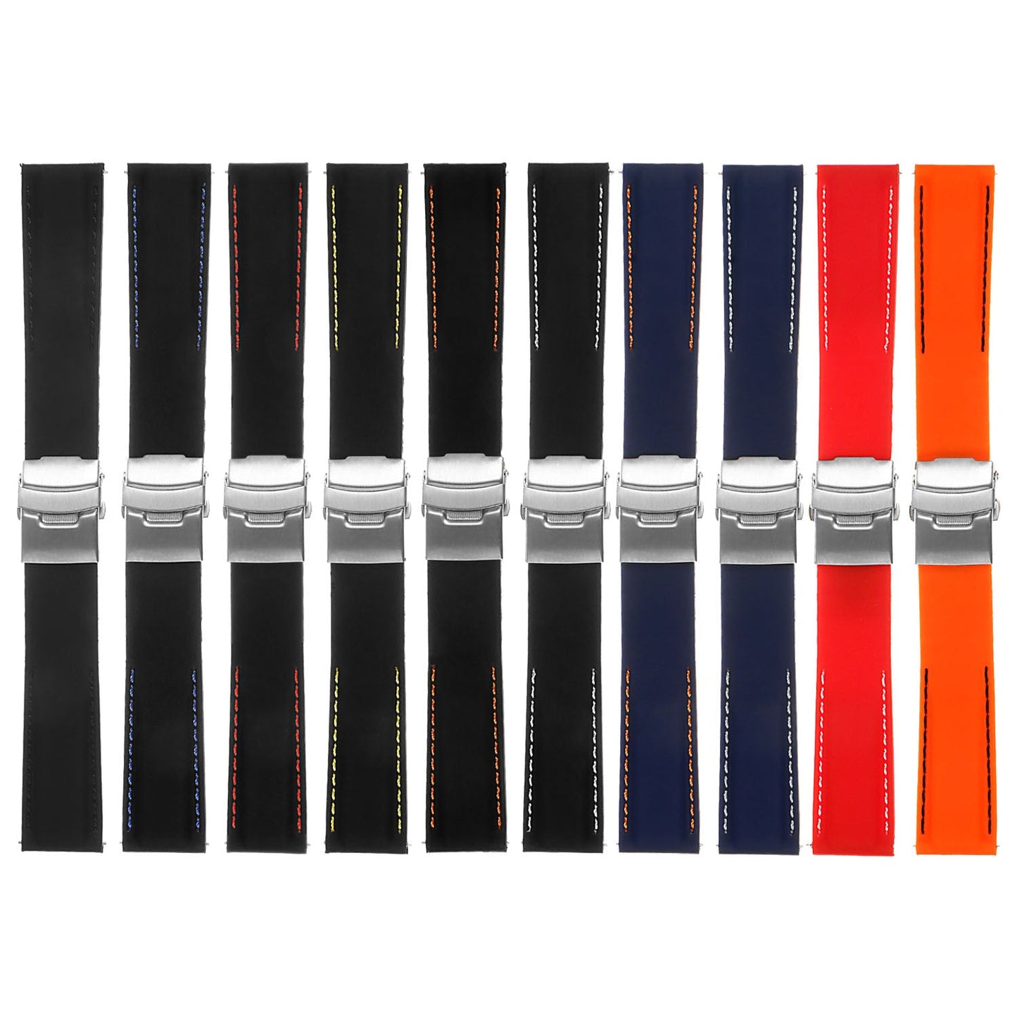Rubber Strap with Stitching & Clasp For MoonSwatch