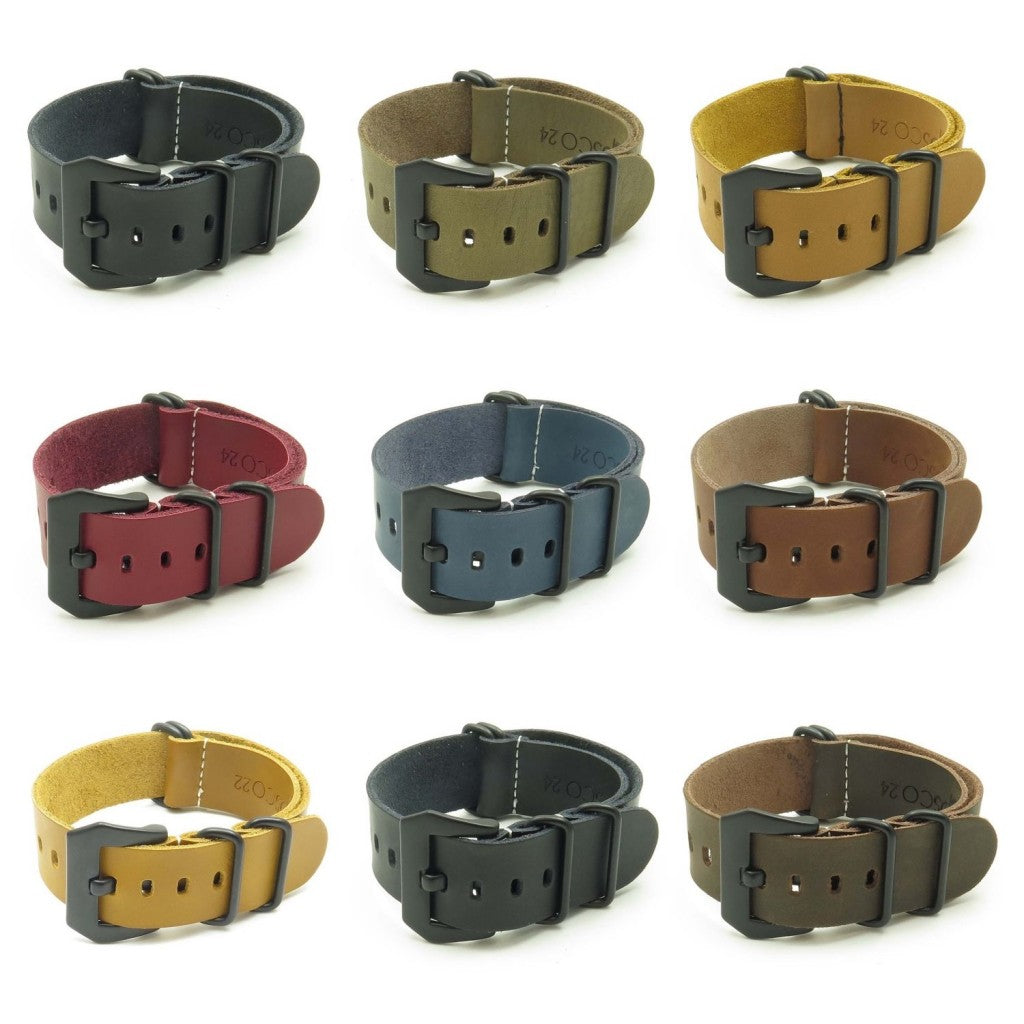 Leather NATO Strap w/ Black Pre-V Buckle
