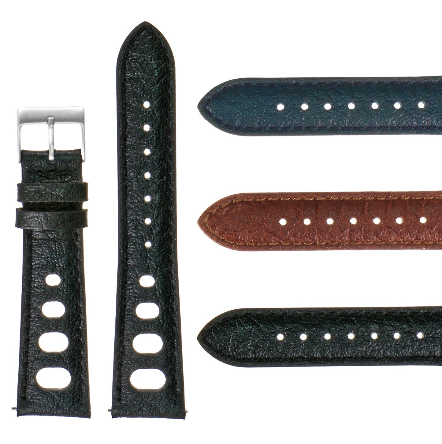 DASSARI Vintage Leather Pilot Watch Band w/ Silver Rivets for Apple Watch