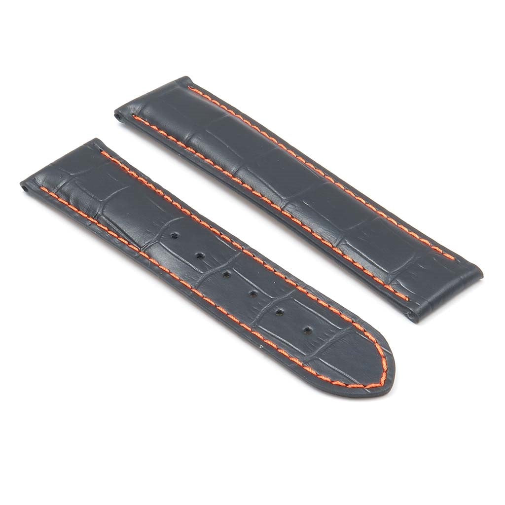 DASSARI Aston Crocodile Embossed Leather Strap for Deployment Clasp