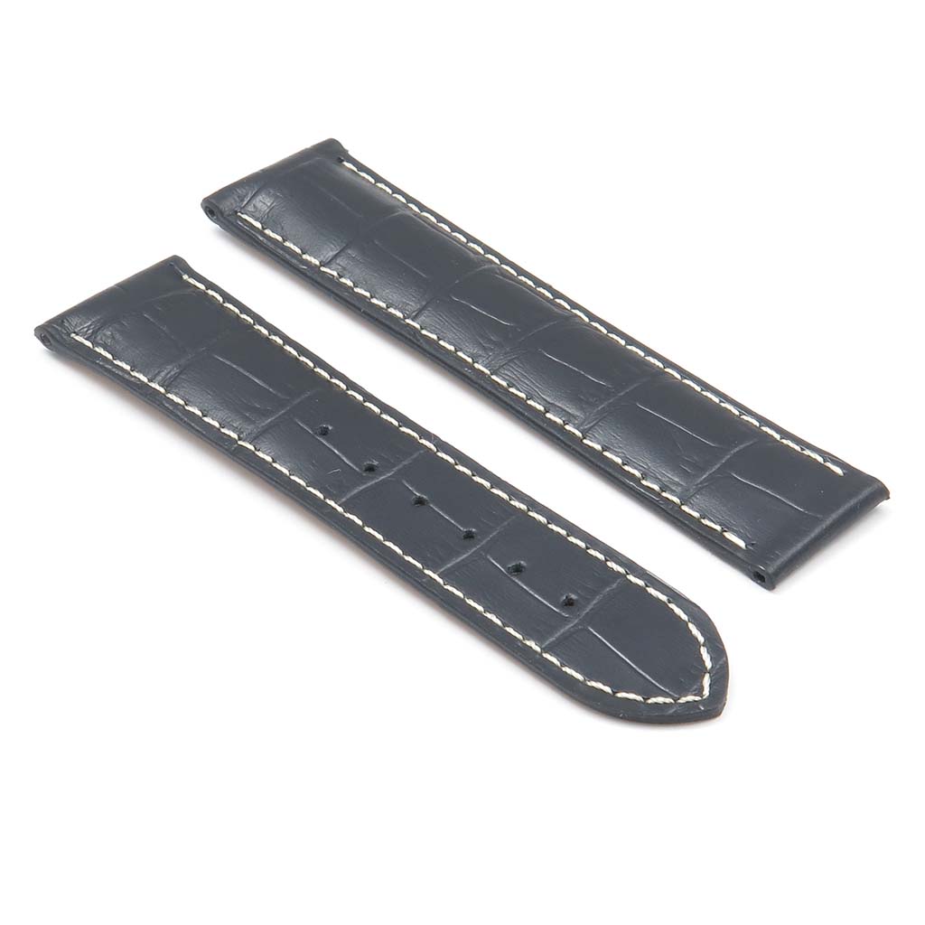 DASSARI Aston Crocodile Embossed Leather Strap for Deployment Clasp