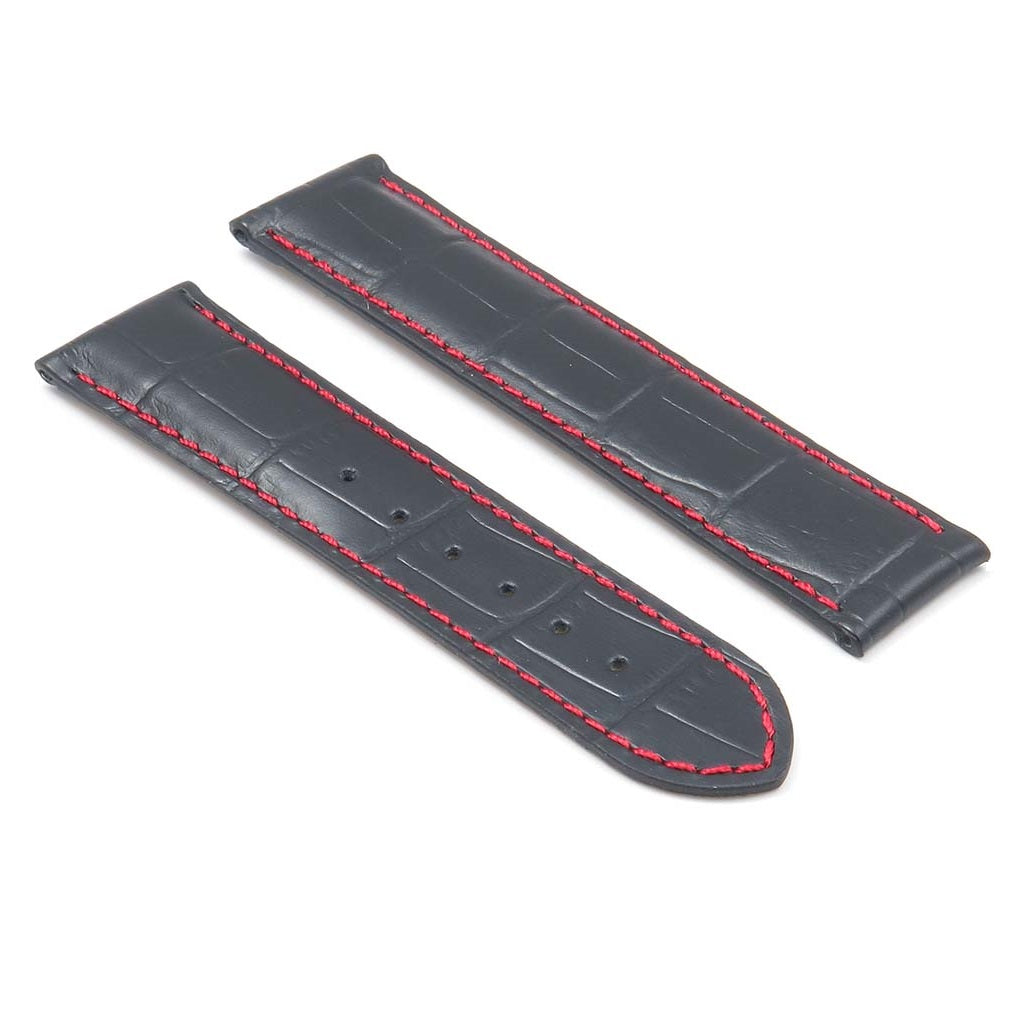 DASSARI Aston Crocodile Embossed Leather Strap for Deployment Clasp