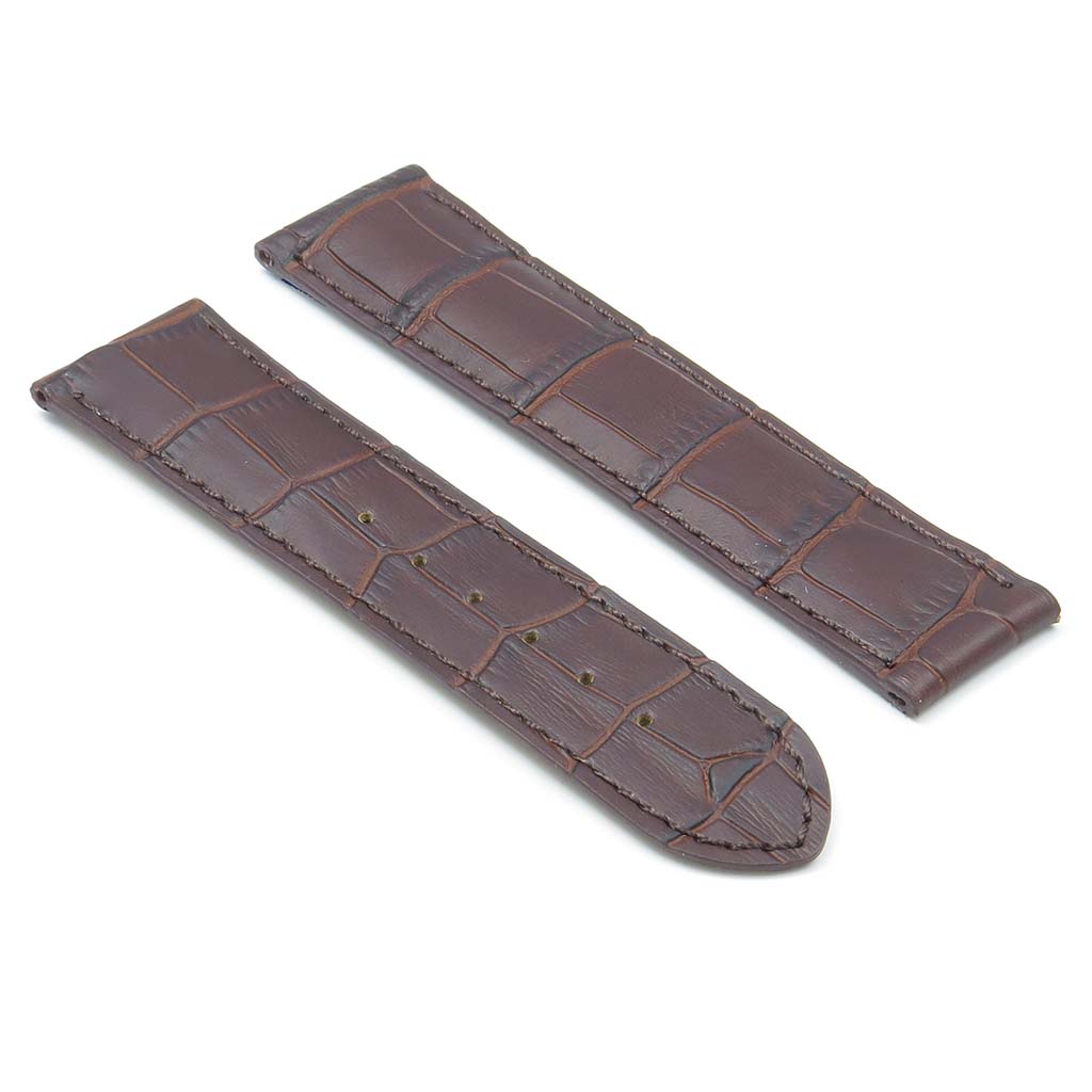 DASSARI Aston Crocodile Embossed Leather Strap for Deployment Clasp