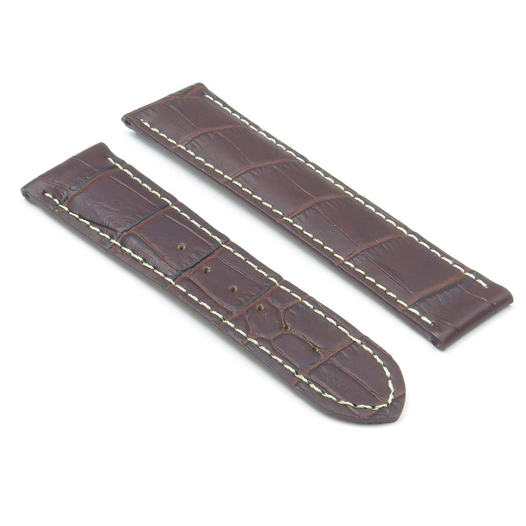 DASSARI Aston Crocodile Embossed Leather Strap for Deployment Clasp
