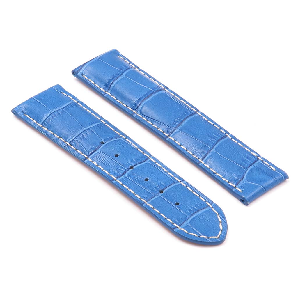 DASSARI Aston Crocodile Embossed Leather Strap for Deployment Clasp