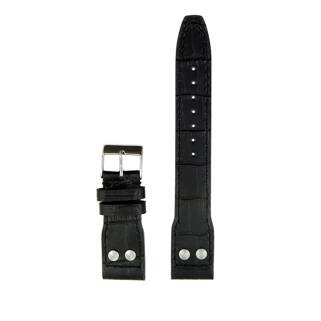 DASSARI Aviator Crocodile Embossed Leather Strap with Rivets