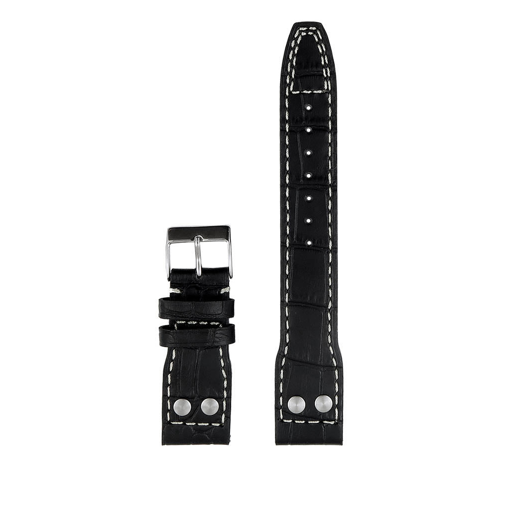 DASSARI Aviator Crocodile Embossed Leather Strap with Rivets