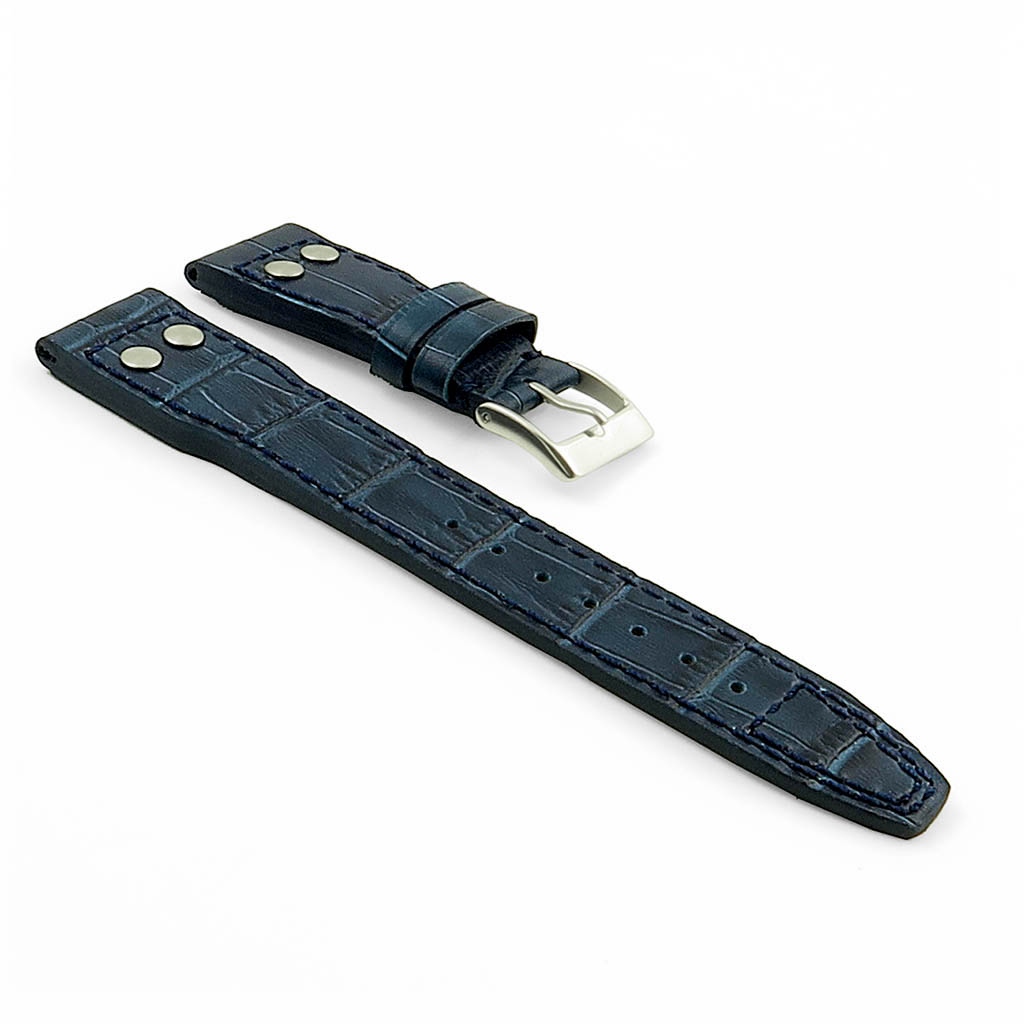 DASSARI Aviator Crocodile Embossed Leather Strap with Rivets
