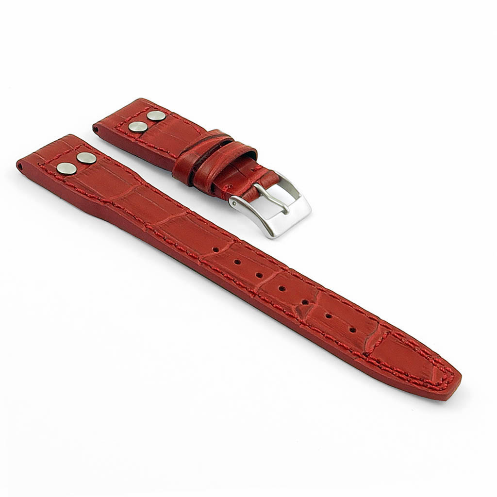 DASSARI Aviator Crocodile Embossed Leather Strap with Rivets