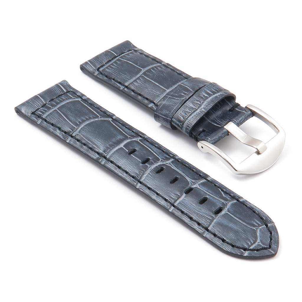 DASSARI Cartel Thick Padded Crocodile Embossed Leather Strap