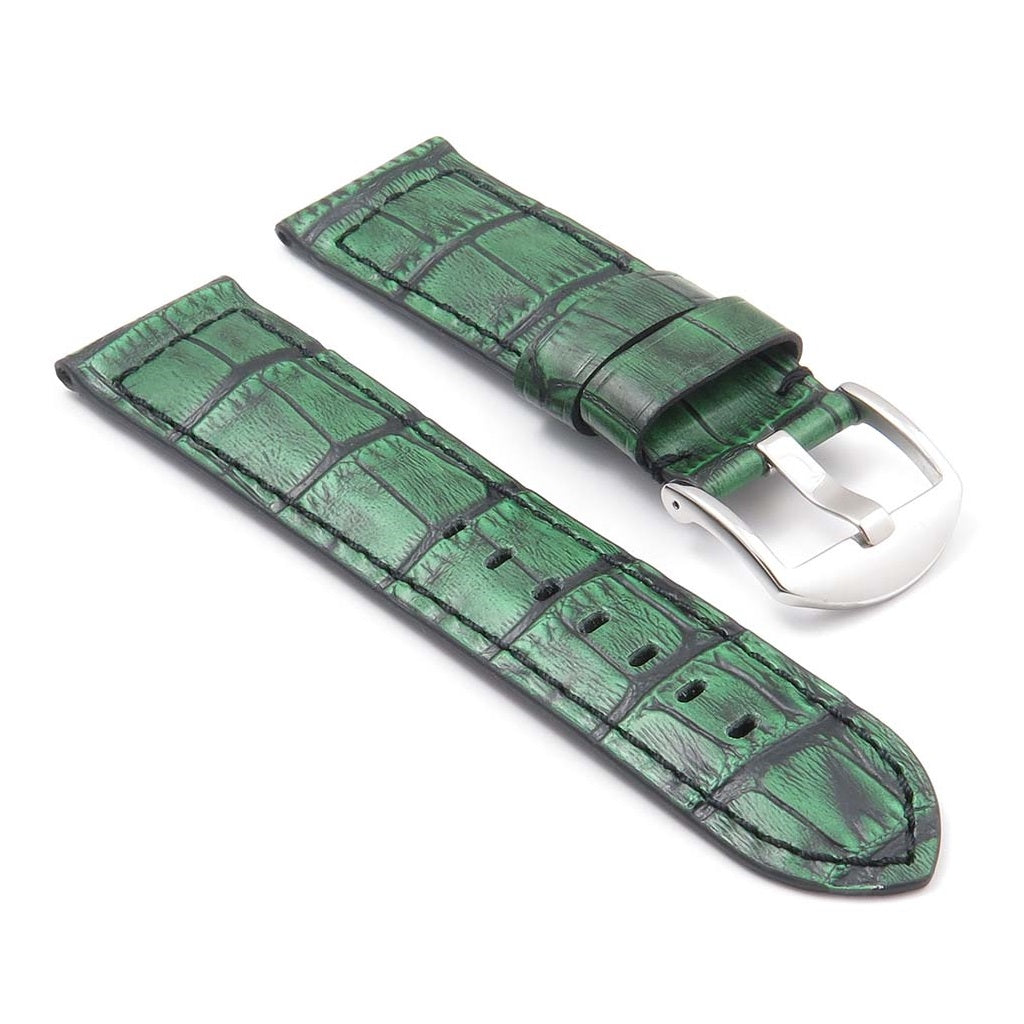 DASSARI Cartel Thick Padded Crocodile Embossed Leather Strap