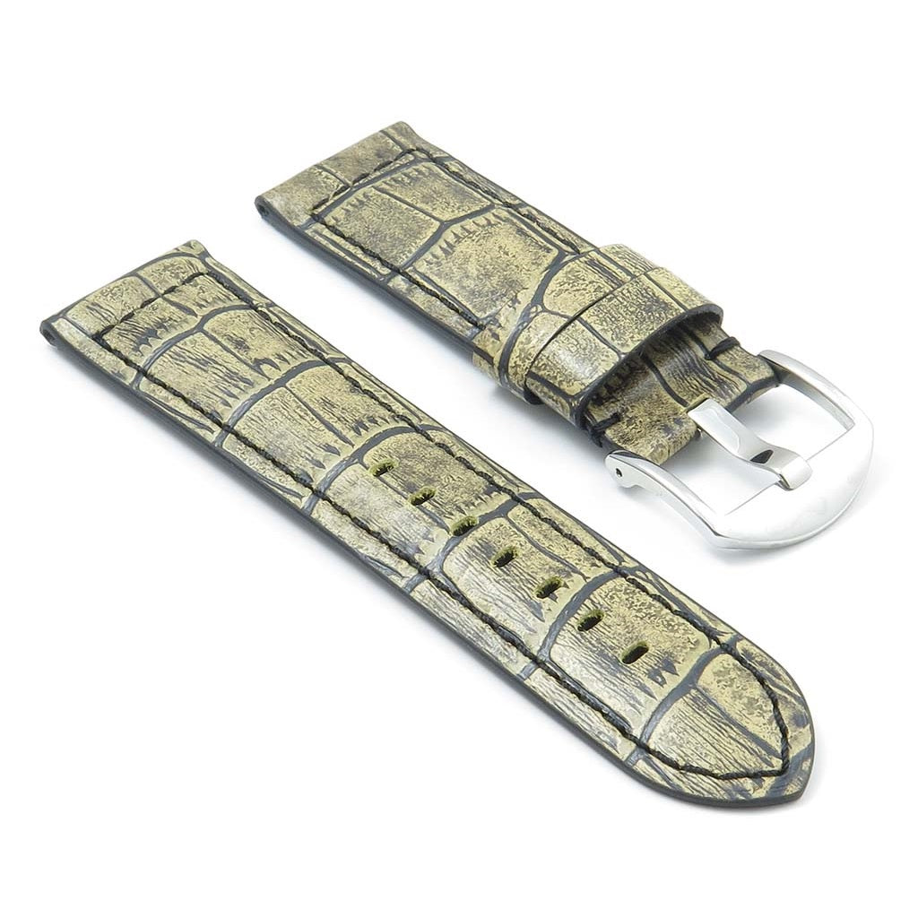 DASSARI Cartel Thick Padded Crocodile Embossed Leather Strap