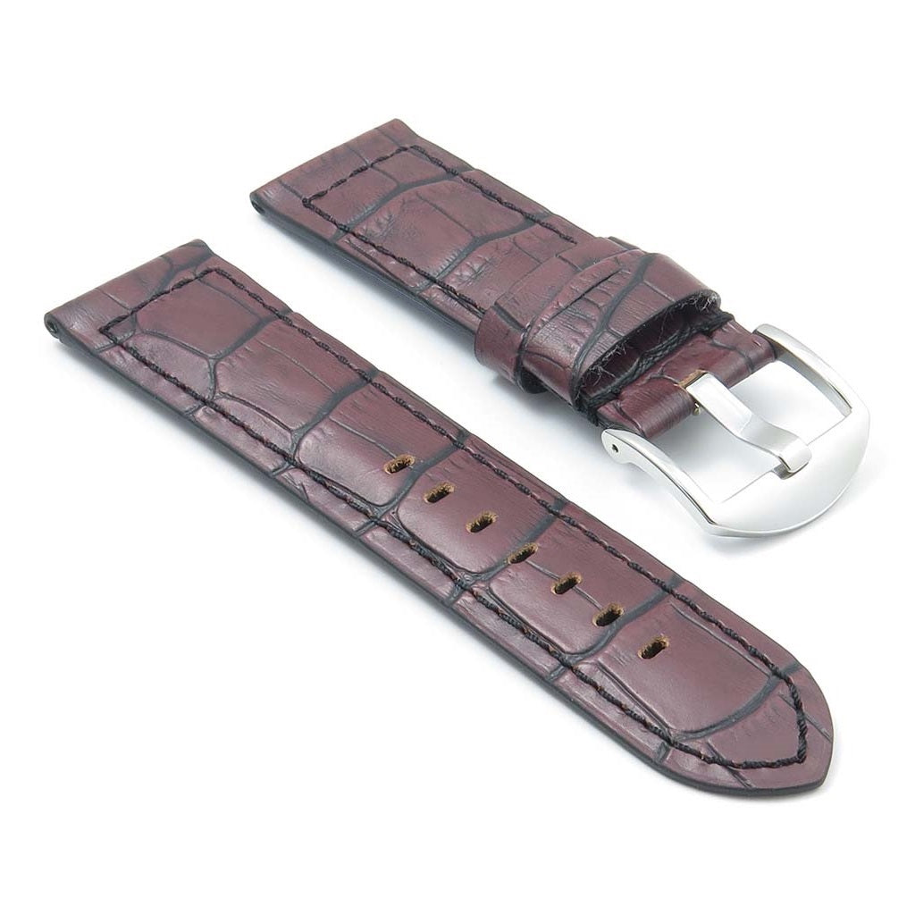 DASSARI Cartel Thick Padded Crocodile Embossed Leather Strap