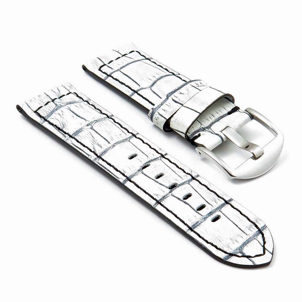 DASSARI Cartel Thick Padded Crocodile Embossed Leather Strap