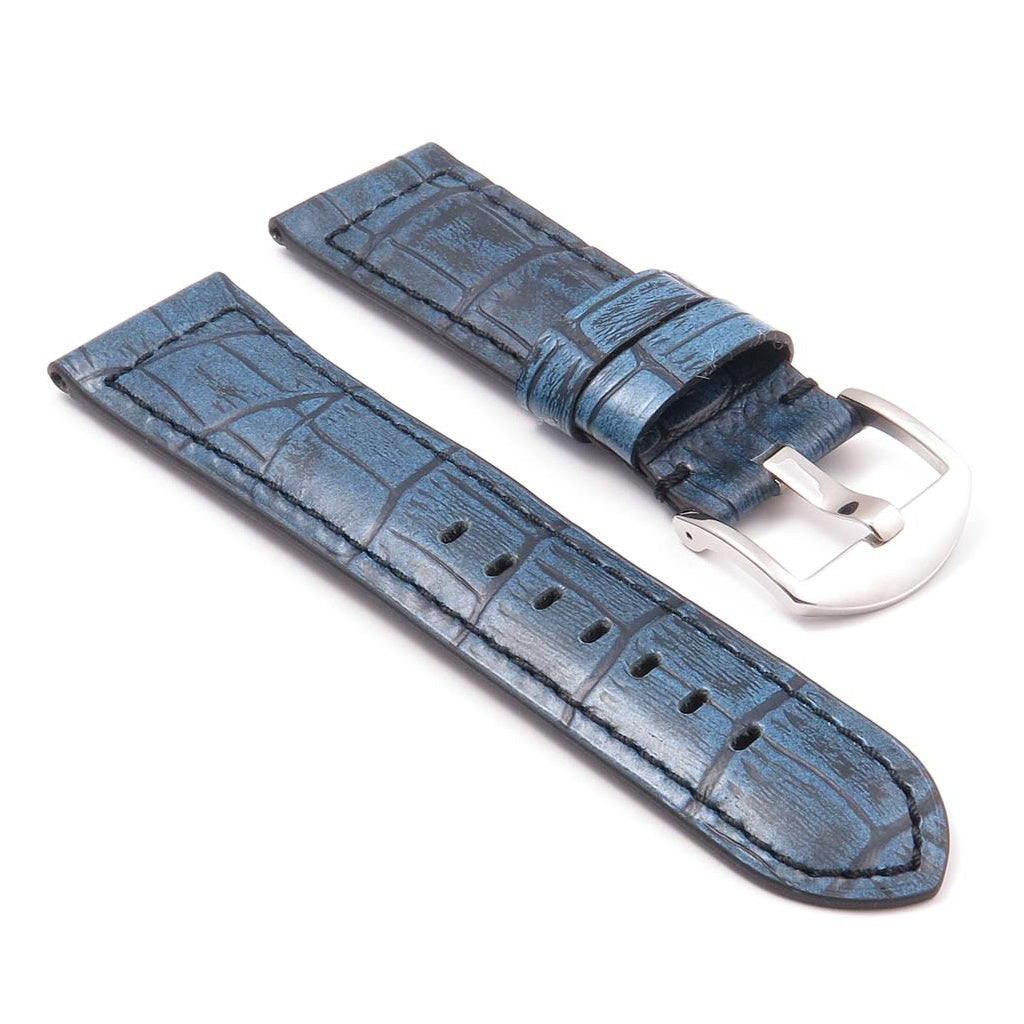 DASSARI Cartel Thick Padded Crocodile Embossed Leather Strap
