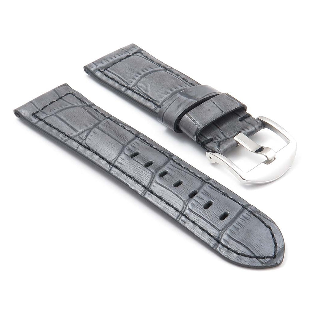 DASSARI Cartel Thick Padded Crocodile Embossed Leather Strap