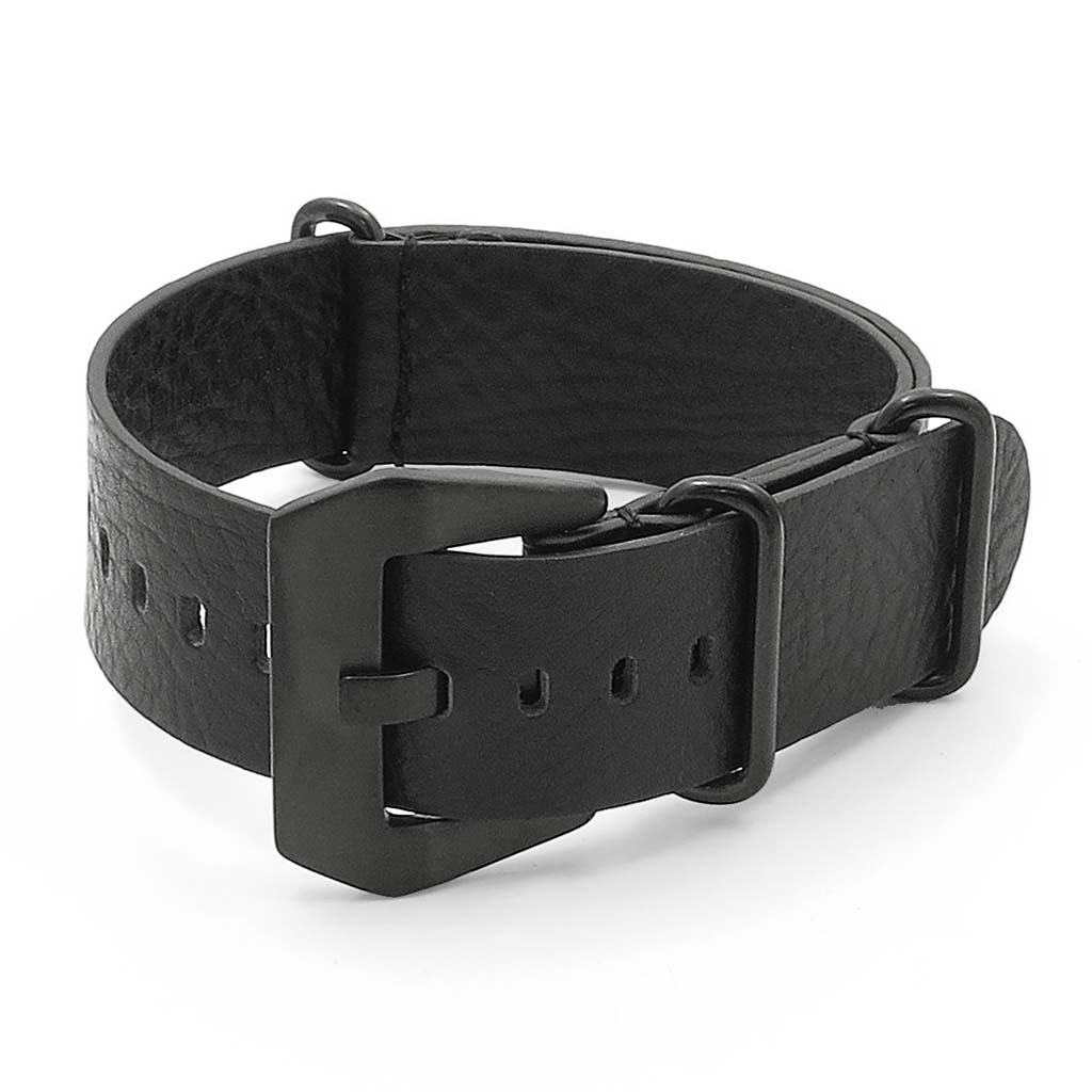 DASSARI Concrete Textured Italian Leather NATO Strap with Black Buckle
