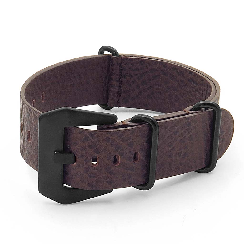 DASSARI Concrete Textured Italian Leather NATO Strap with Black Buckle