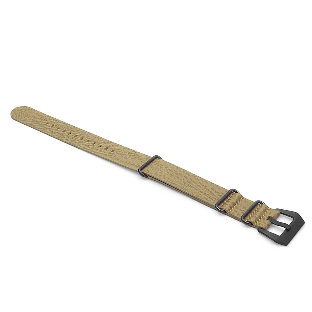 DASSARI Concrete Textured Italian Leather NATO Strap with Black Buckle