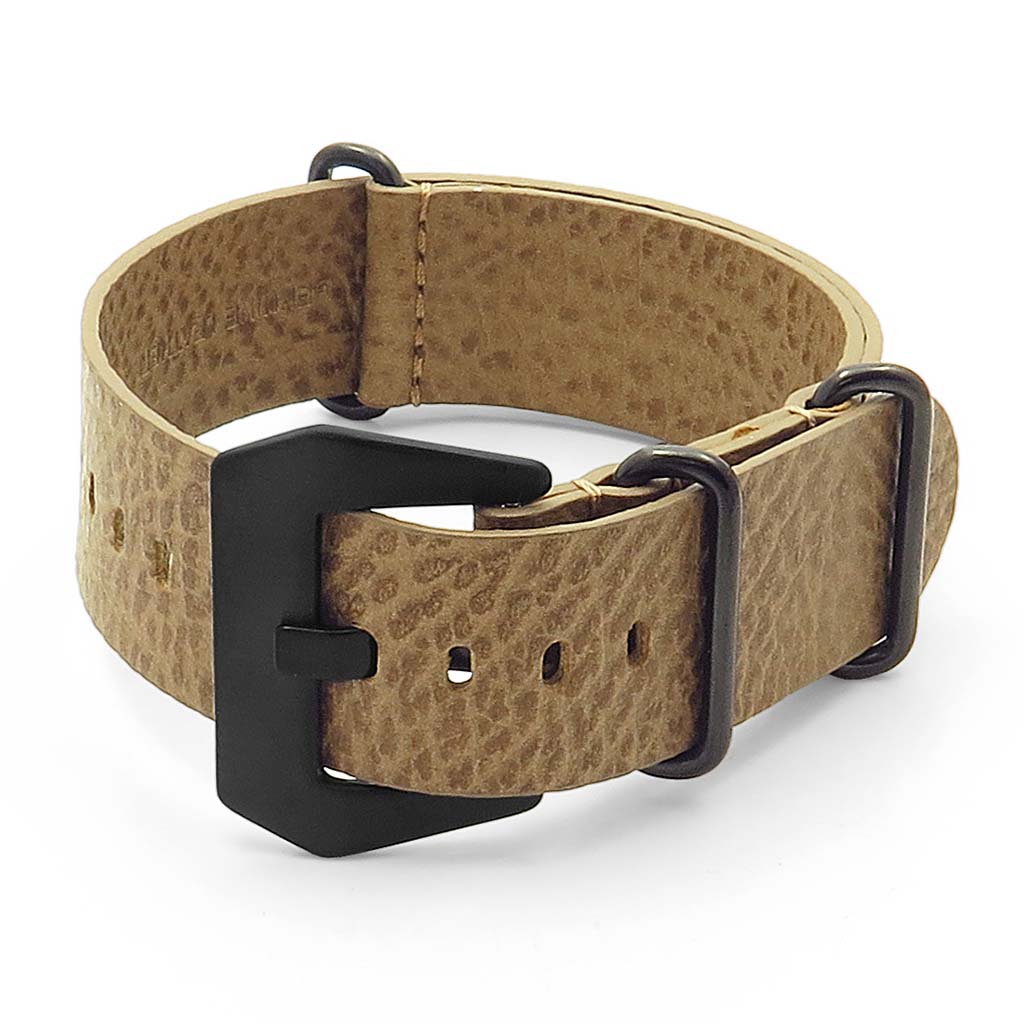 DASSARI Concrete Textured Italian Leather NATO Strap with Black Buckle