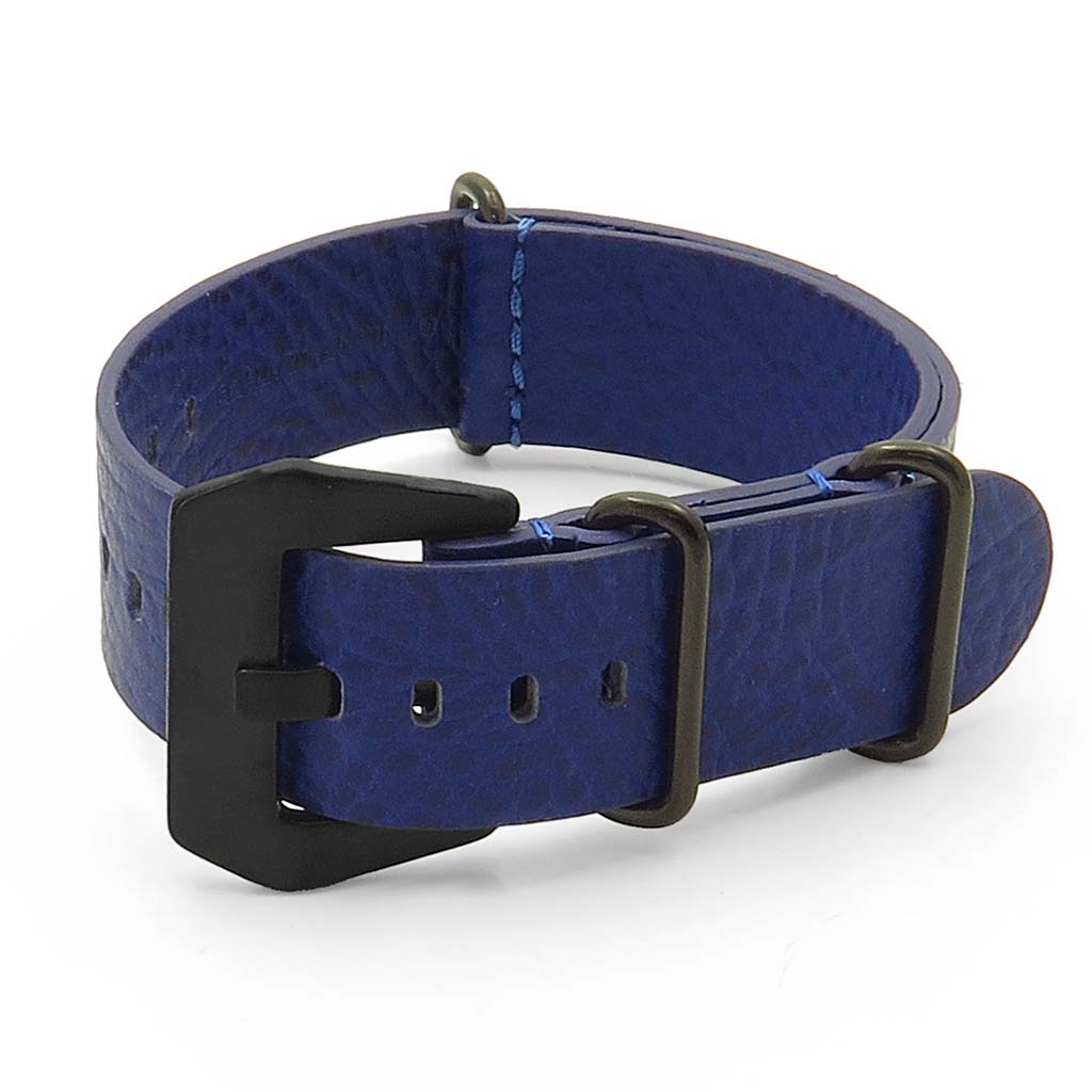 DASSARI Concrete Textured Italian Leather NATO Strap with Black Buckle