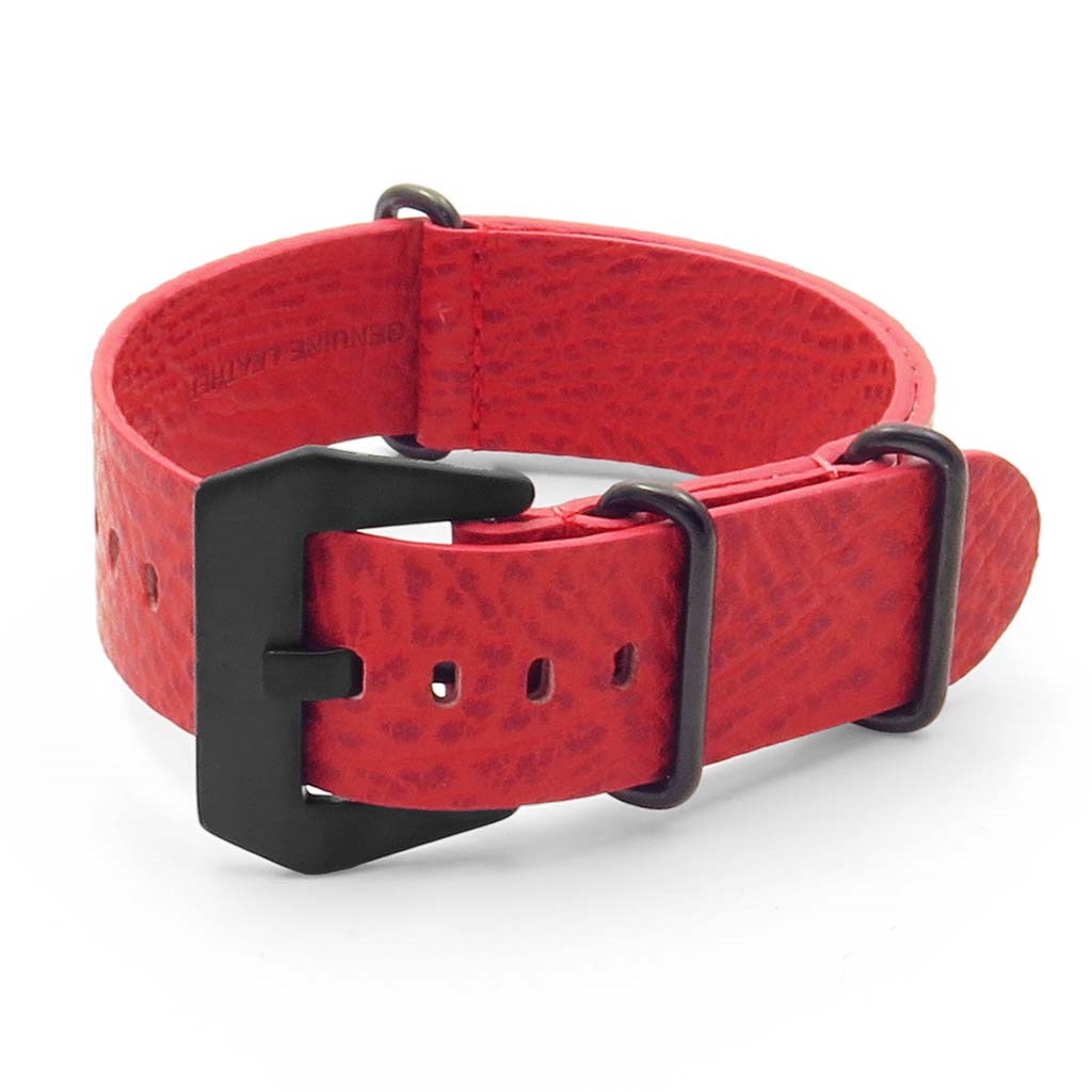 DASSARI Concrete Textured Italian Leather NATO Strap with Black Buckle