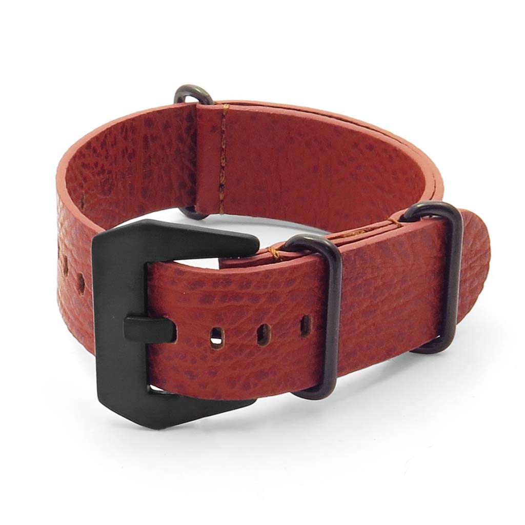 DASSARI Concrete Textured Italian Leather NATO Strap with Black Buckle