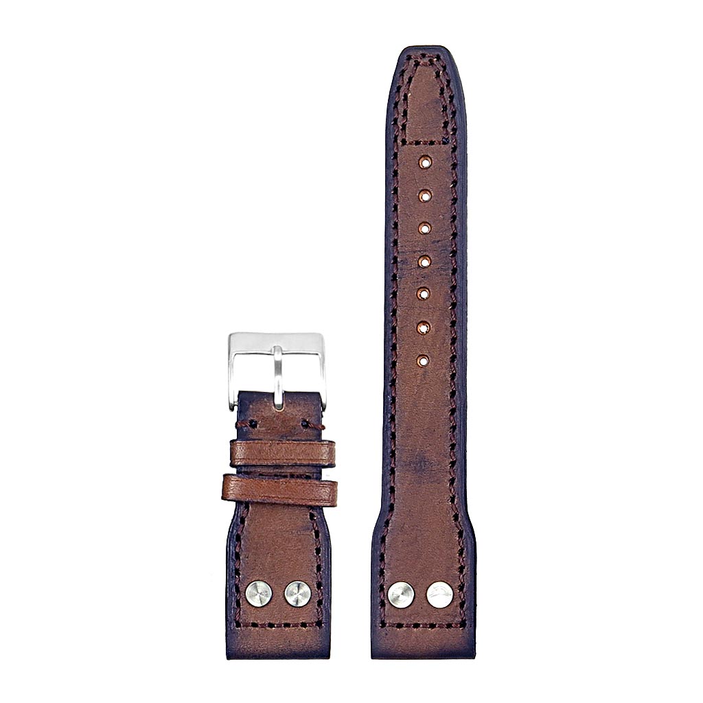 DASSARI Continental Vintage Italian Leather Strap w/ Rivets - Standard Length - Out of Stock