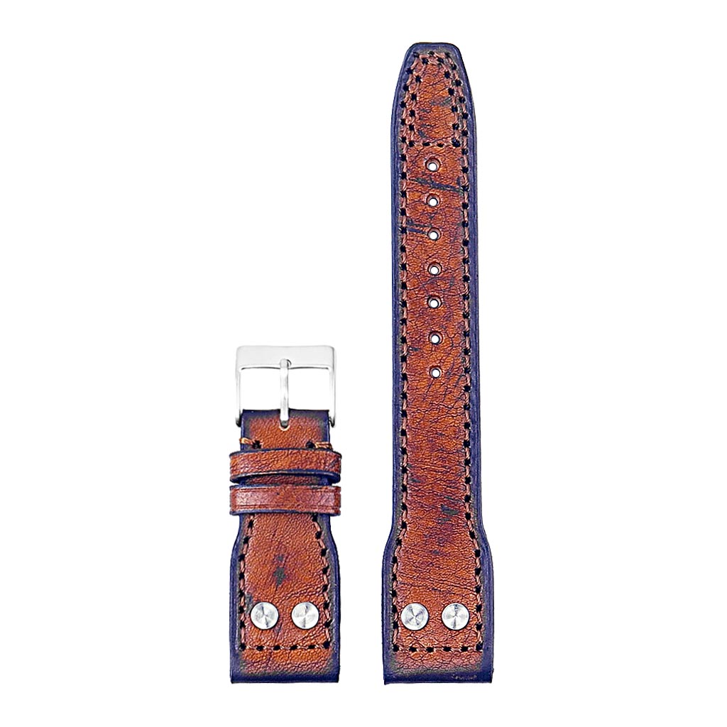 DASSARI Continental Vintage Italian Leather Strap w/ Rivets - Standard Length - Out of Stock
