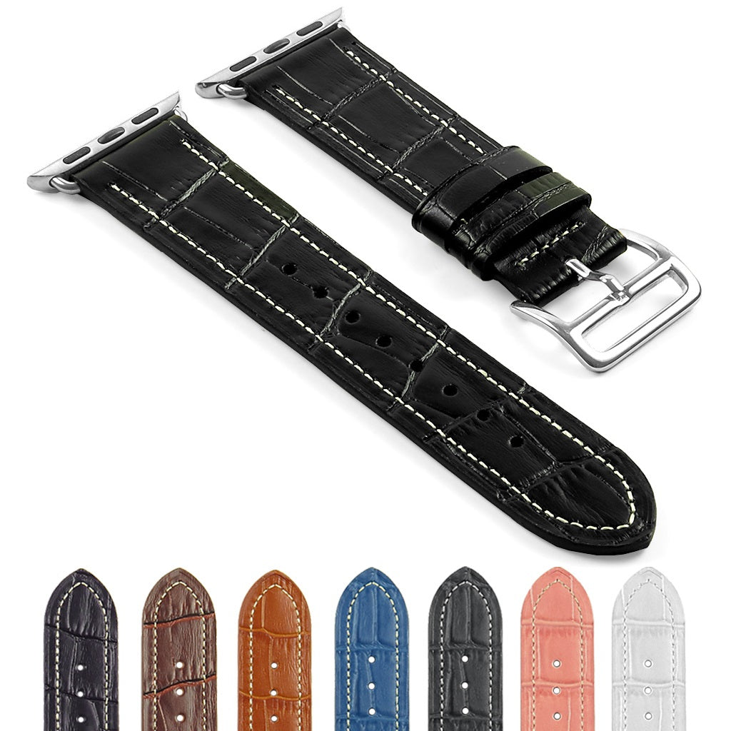 DASSARI Croc Embossed Leather Strap for Apple Watch