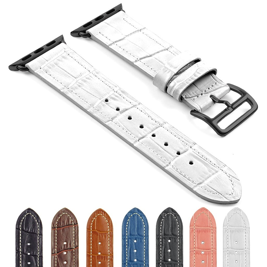 DASSARI Croc Embossed Leather Strap w/ Black Buckle for Apple Watch