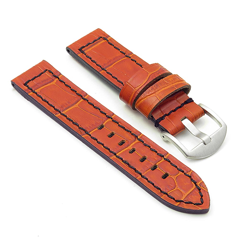 DASSARI Flash Thick Croc Embossed Leather Strap with Contrasting Colors