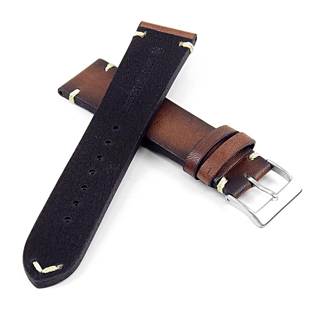 DASSARI Regal II Vintage Leather Strap w/ Hand Sewn Stitching for Fitbit Charge 4 & Charge 3