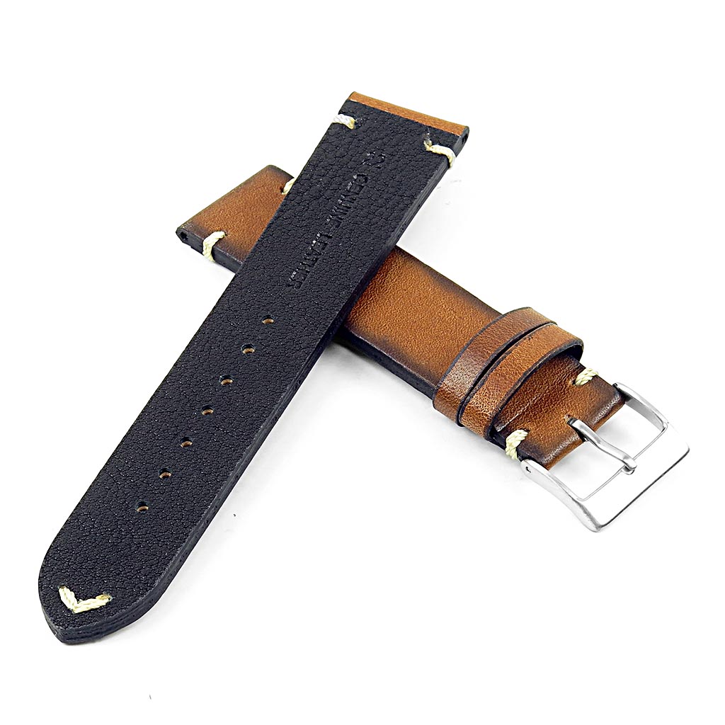 DASSARI Regal II Vintage Leather Strap w/ Hand Sewn Stitching for Fitbit Charge 4 & Charge 3