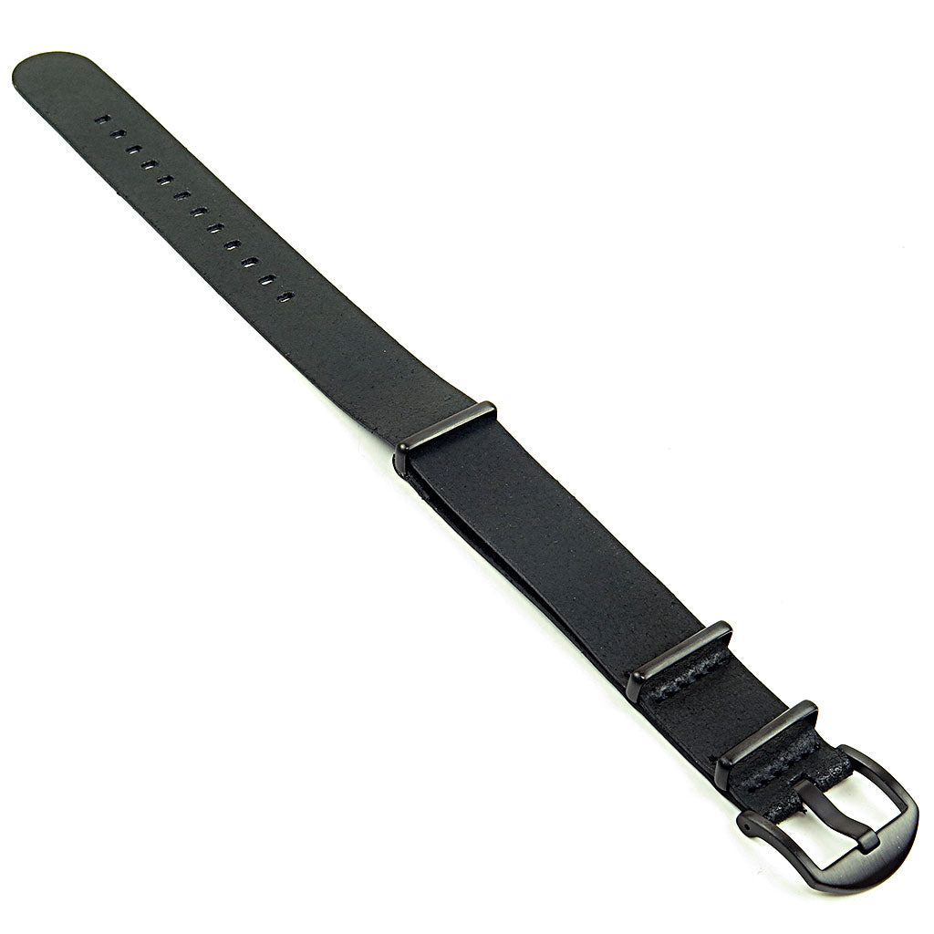 DASSARI Slater Distressed Leather NATO Strap w/ Matte Black Hardware