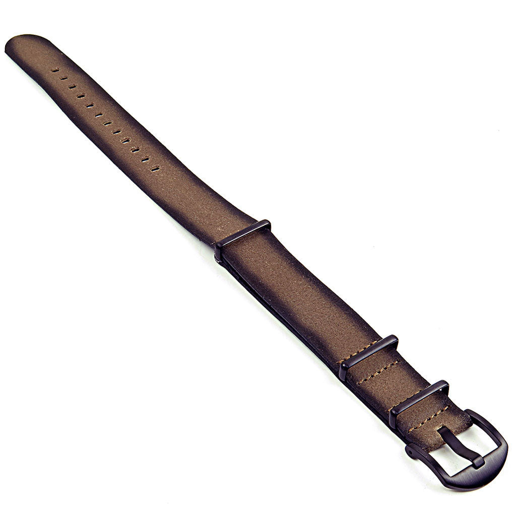 DASSARI Slater Distressed Leather NATO Strap w/ Matte Black Hardware