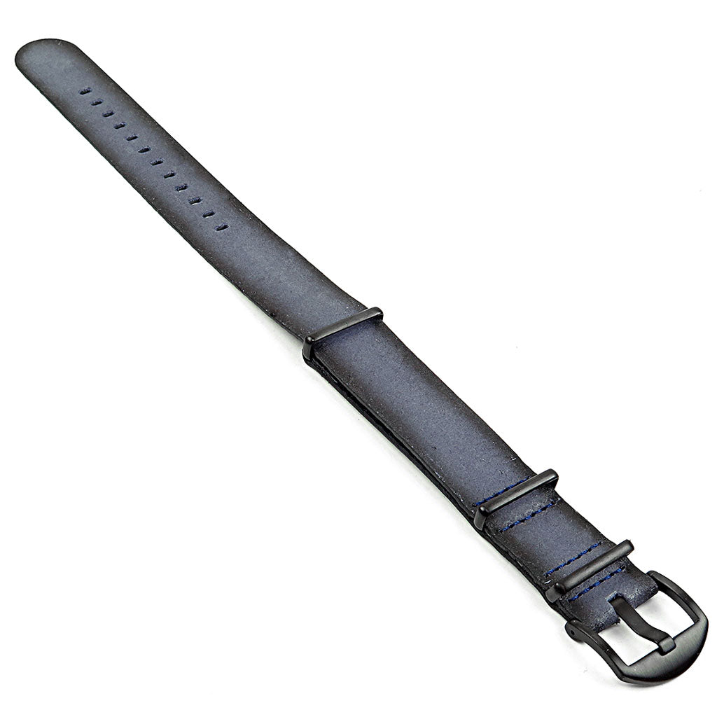 DASSARI Slater Distressed Leather NATO Strap w/ Matte Black Hardware