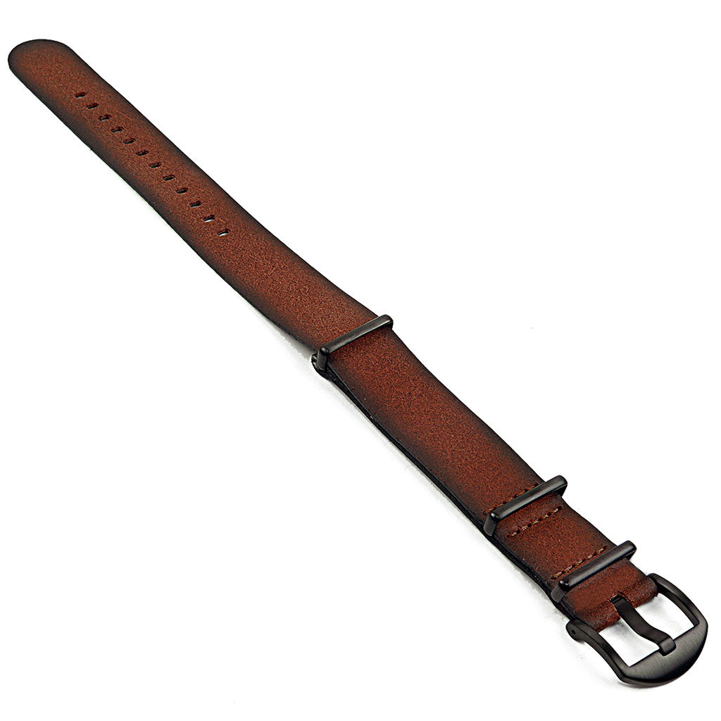 DASSARI Slater Distressed Leather NATO Strap w/ Matte Black Hardware
