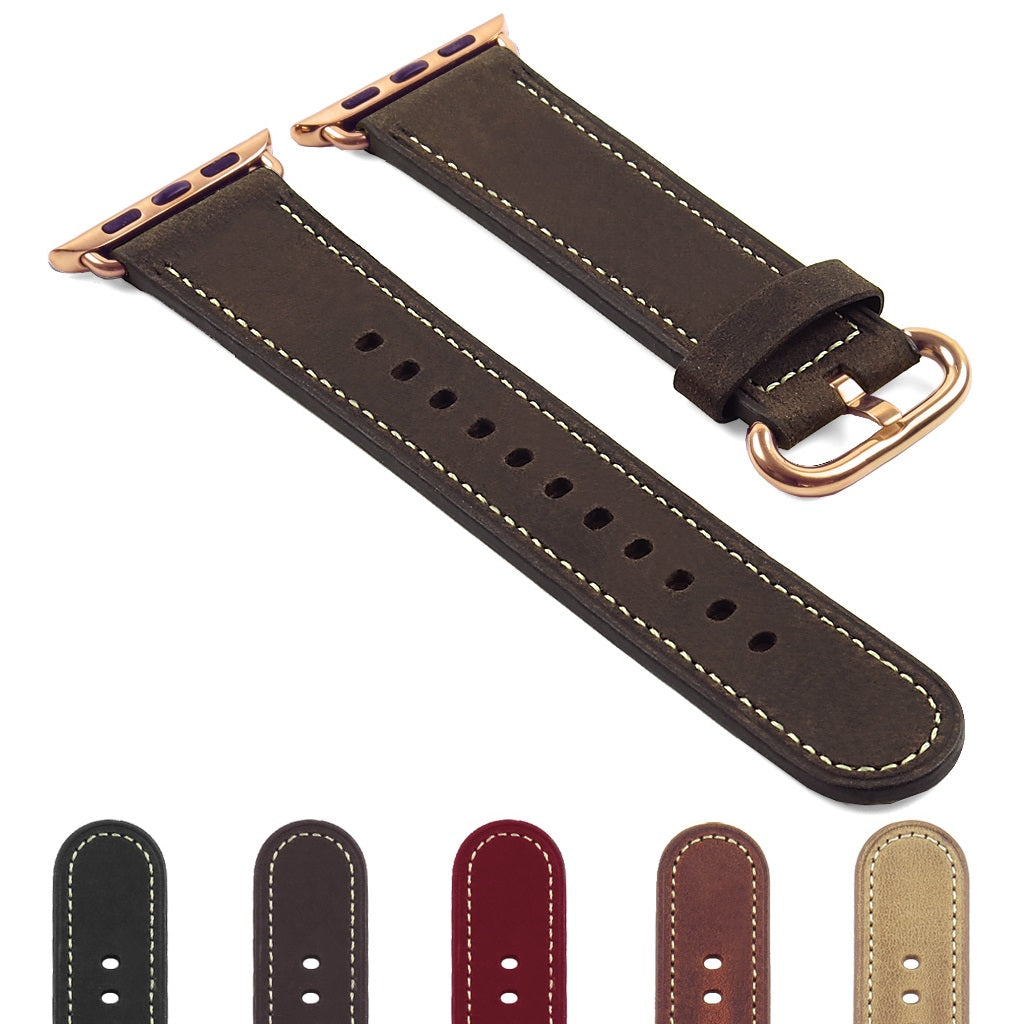 DASSARI Distressed Leather Strap for Apple Watch w/ Matte Buckle